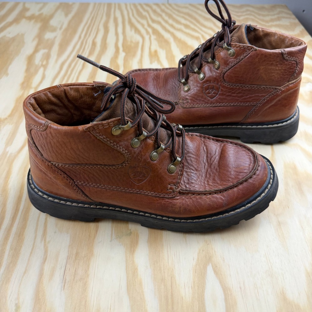 Ariat Barn Yard Brown Leather Moc Toe Lace Up Ankle Boots 17720 Womens 8.5B